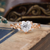 Romantic Heart Shape Nature-Inspired Lab Diamond Engagement Ring